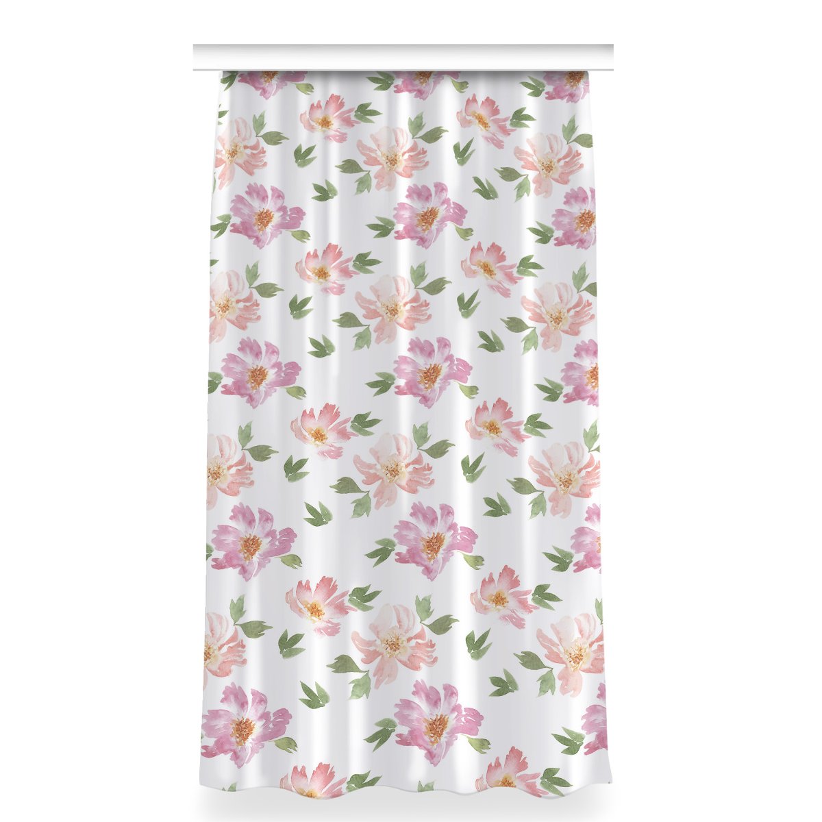 Zasłona gotowa do salonu 150x280 Akwarela Kwiaty, Fabricsy