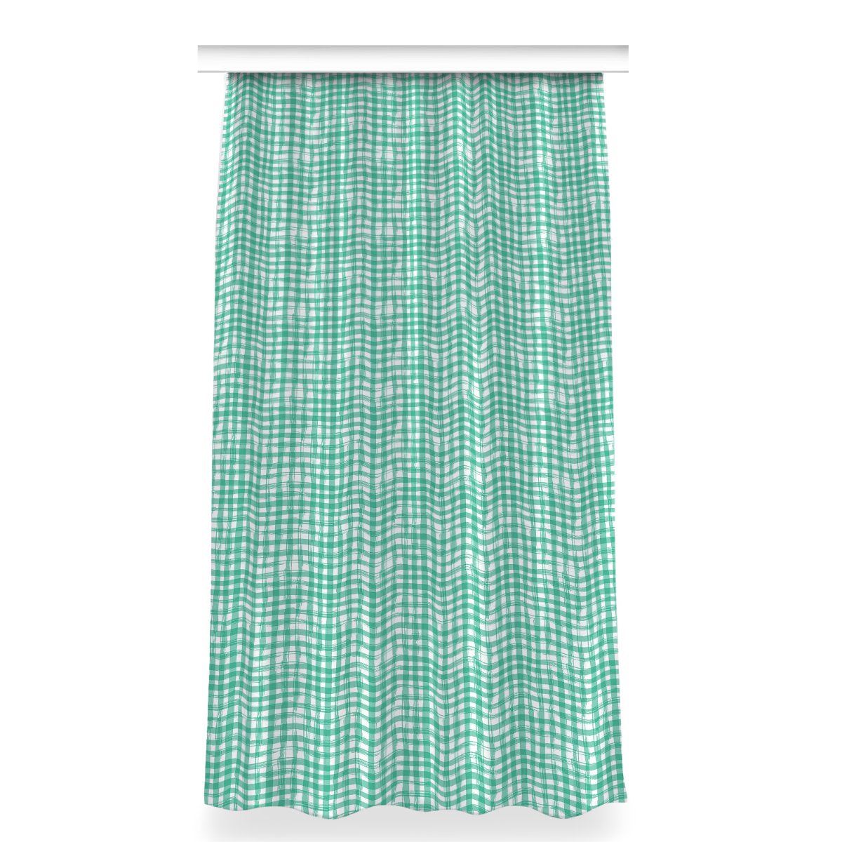 Zasłona na taśmę do salonu 150x280 Zielona krata, Fabricsy