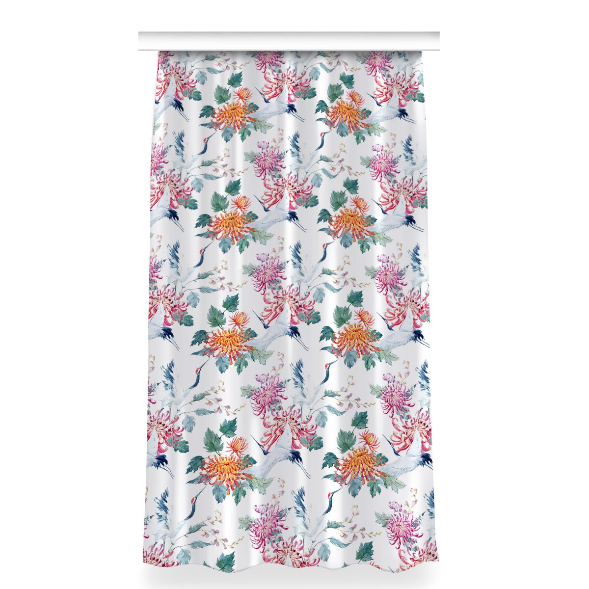 Zasłona z grafiką kolory 150x280 Żurawie w locie, Fabricsy