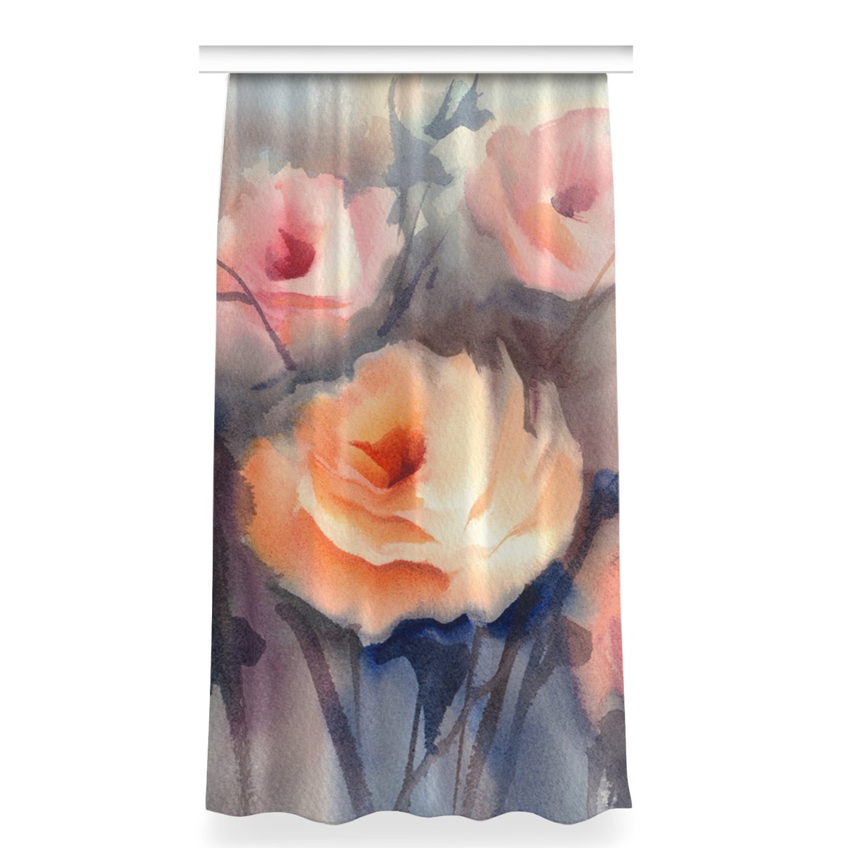 Zasłona z grafiką kolory 150x280 Pomarańczowy róże, Fabricsy