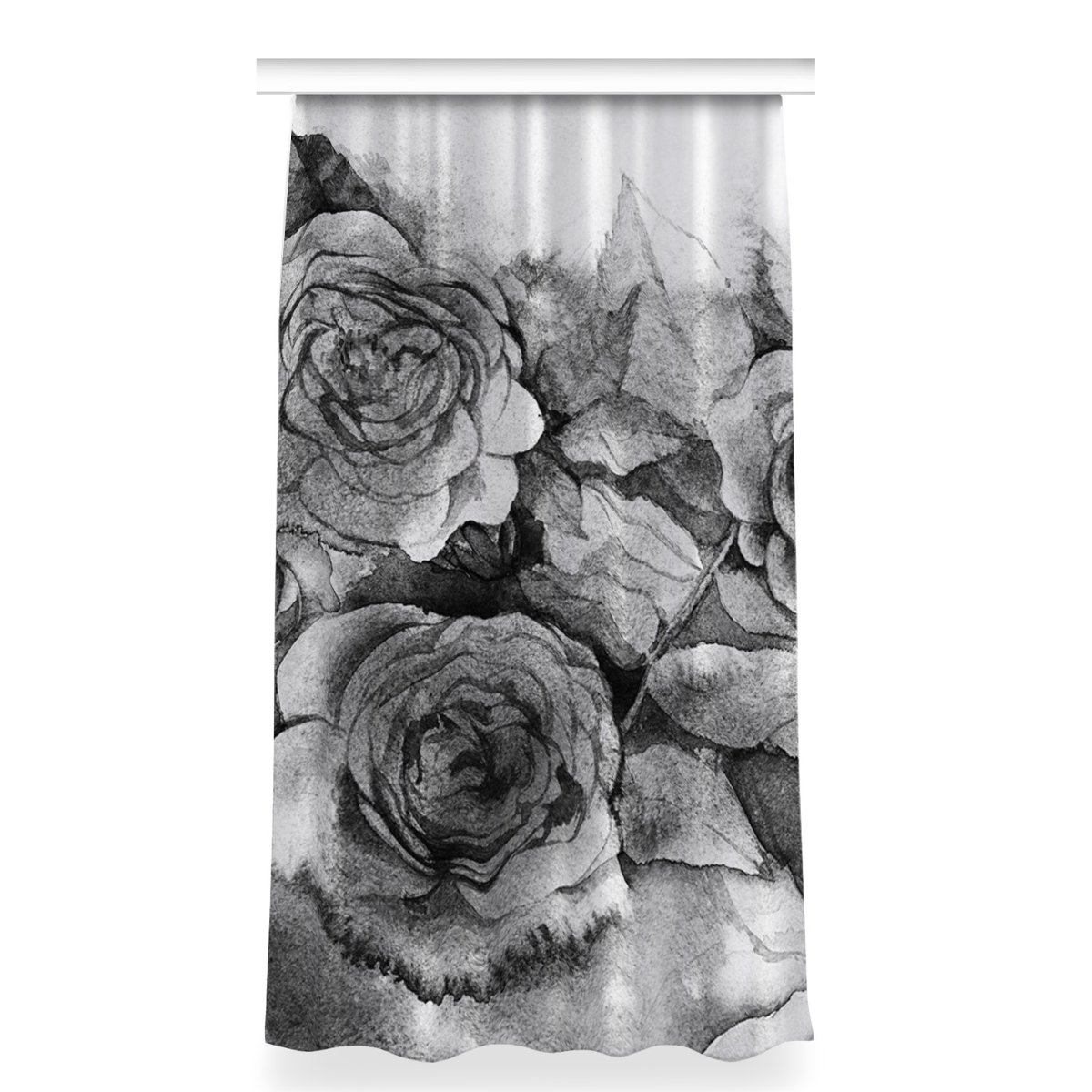 Zasłona gotowa do salonu 150x280 Czarno-białe róże, Fabricsy