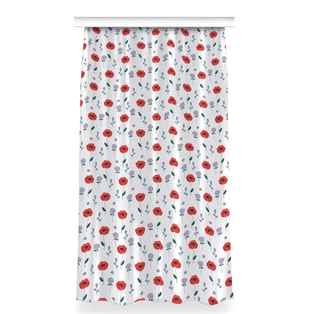 Zasłona na taśmę wzór 150x280 Czerwone pole maków, Fabricsy