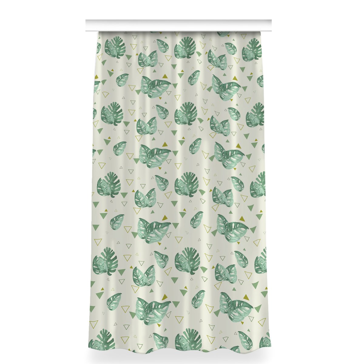 Zasłona do sypialni 150x280 cm Monstera i trójkąty, Fabricsy