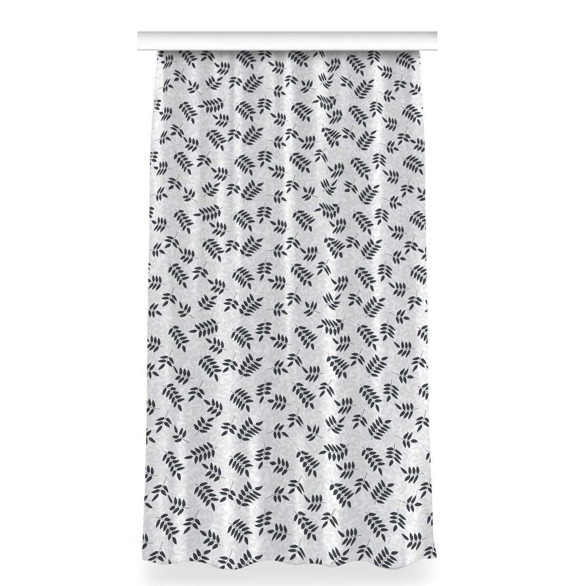Zasłona na taśmę dekor 150x280 Czarno szare liście, Fabricsy