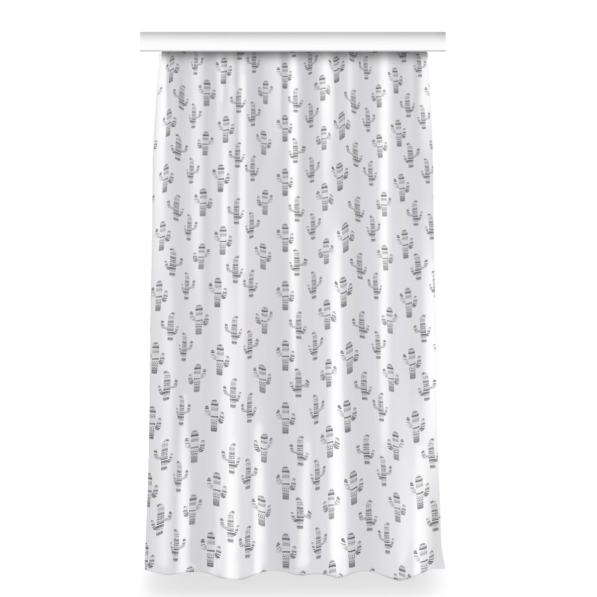 Zasłona na taśmę wzór 150x280 Kaktusy czarno-białe, Fabricsy