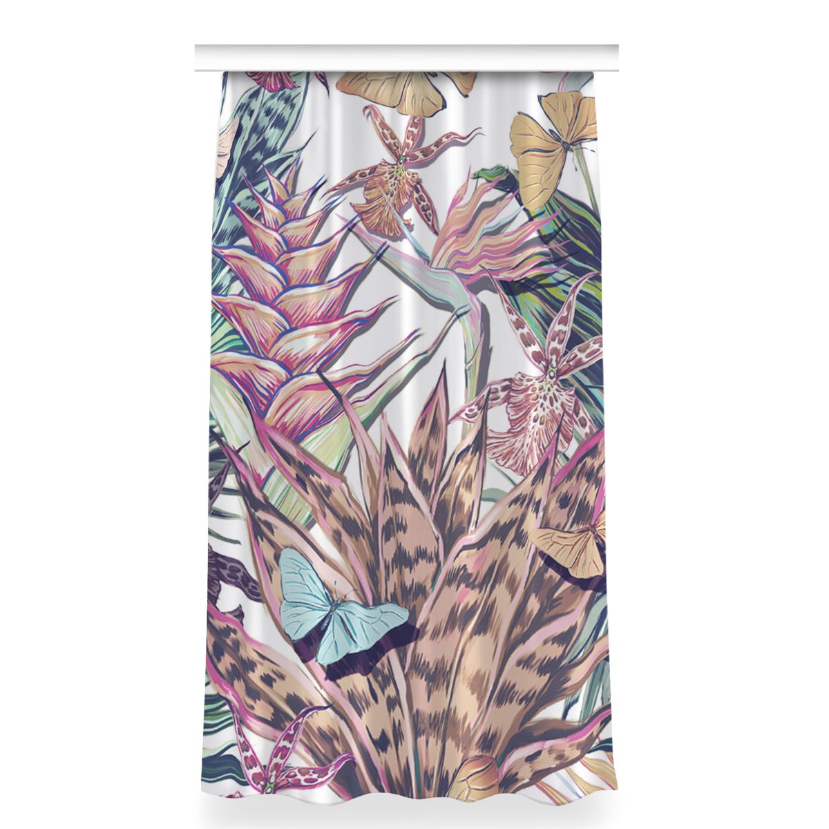 Zasłona gotowa wzór dekor 150x280 Kwiaty i motyle, Fabricsy