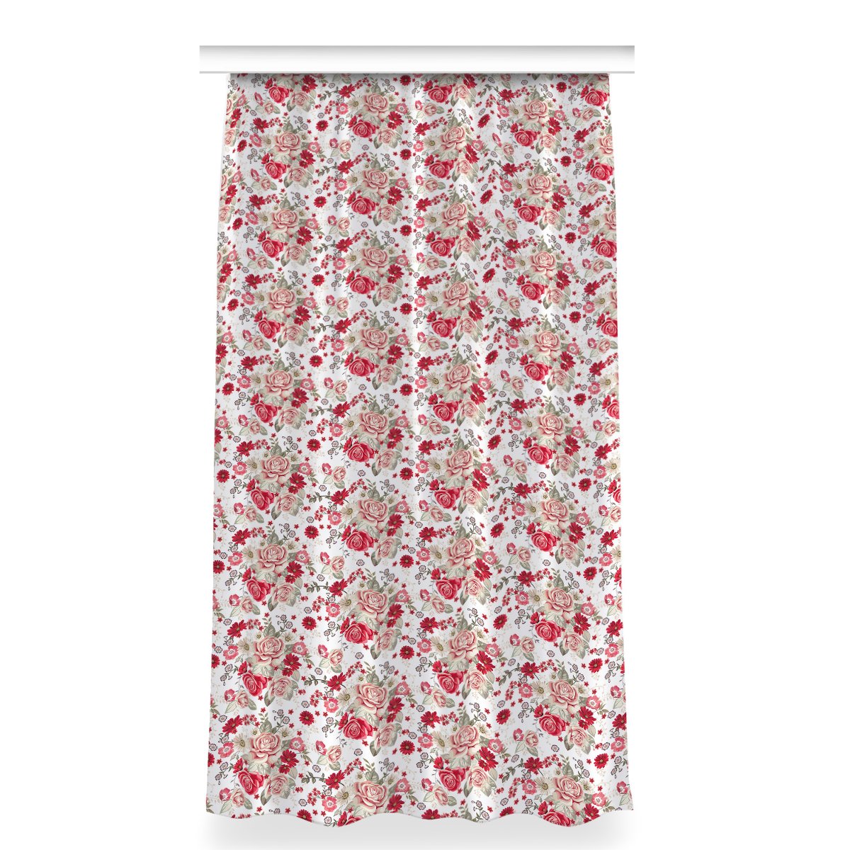 Zasłona z grafiką kolory 150x280 Czerwone kwiaty, Fabricsy