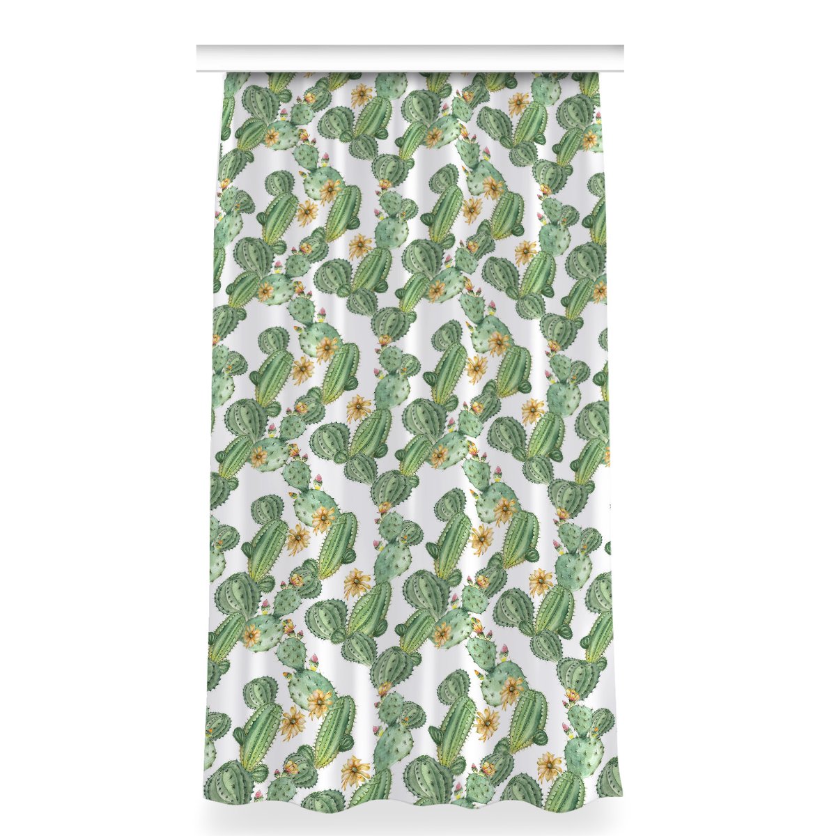 Zasłona gotowa wzór 150x280 cm Kaktusy z kwiatami, Fabricsy