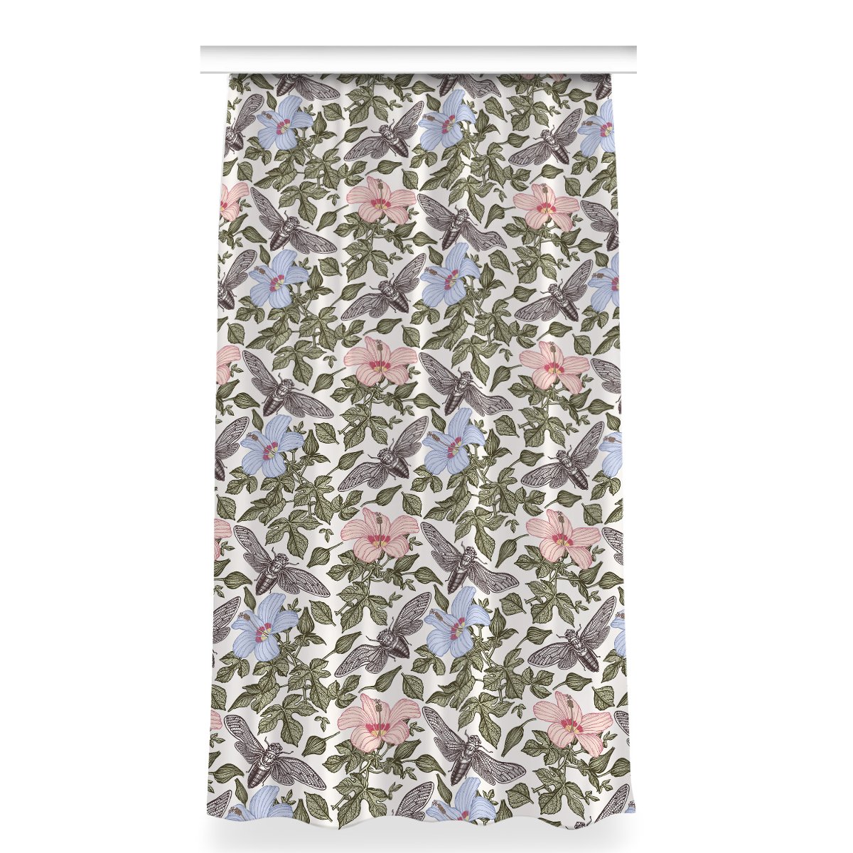 Zasłona gotowa wzór 150x280 Motyle wśród kwiatów, Fabricsy