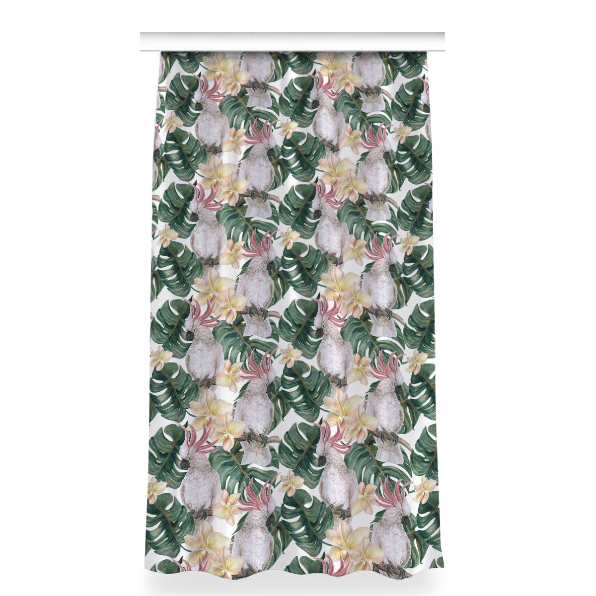 Zasłona na taśmę dekor 150x280 Tropikalne papugi, Fabricsy