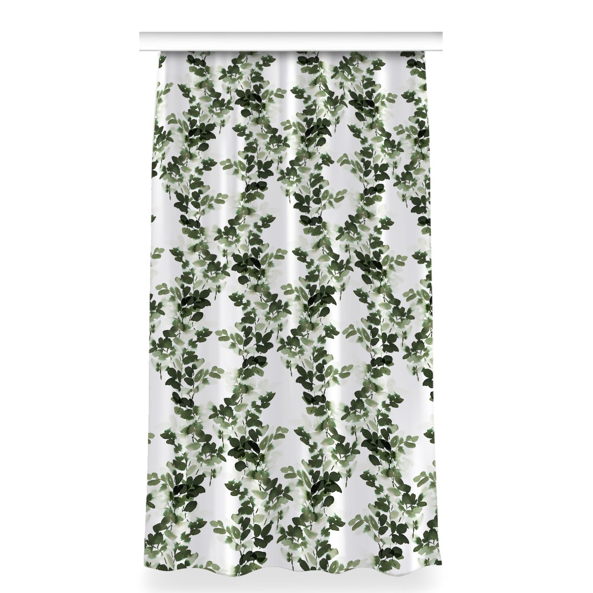 Zasłona z nadrukiem gotowa 150x280 Zielone liście, Fabricsy