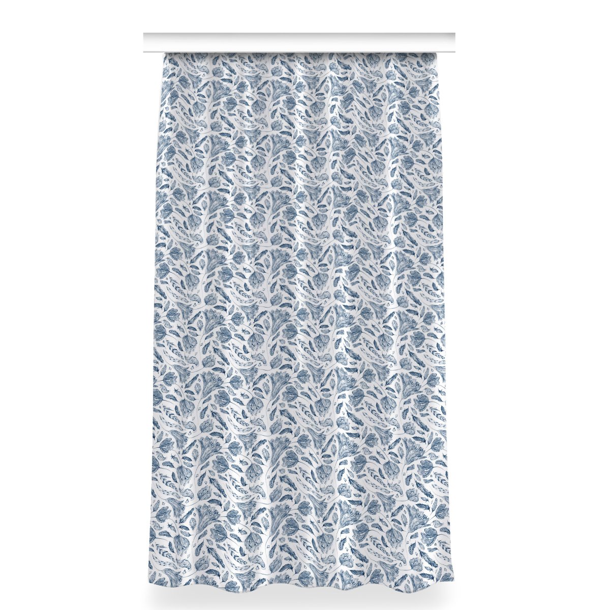 Zasłona na taśmę dekor 150x280 Niebieskie liście, Fabricsy