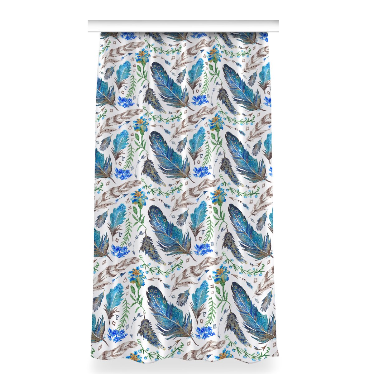 Zasłona na taśmę dekor wzór 150x280 Ptasie pióra, Fabricsy