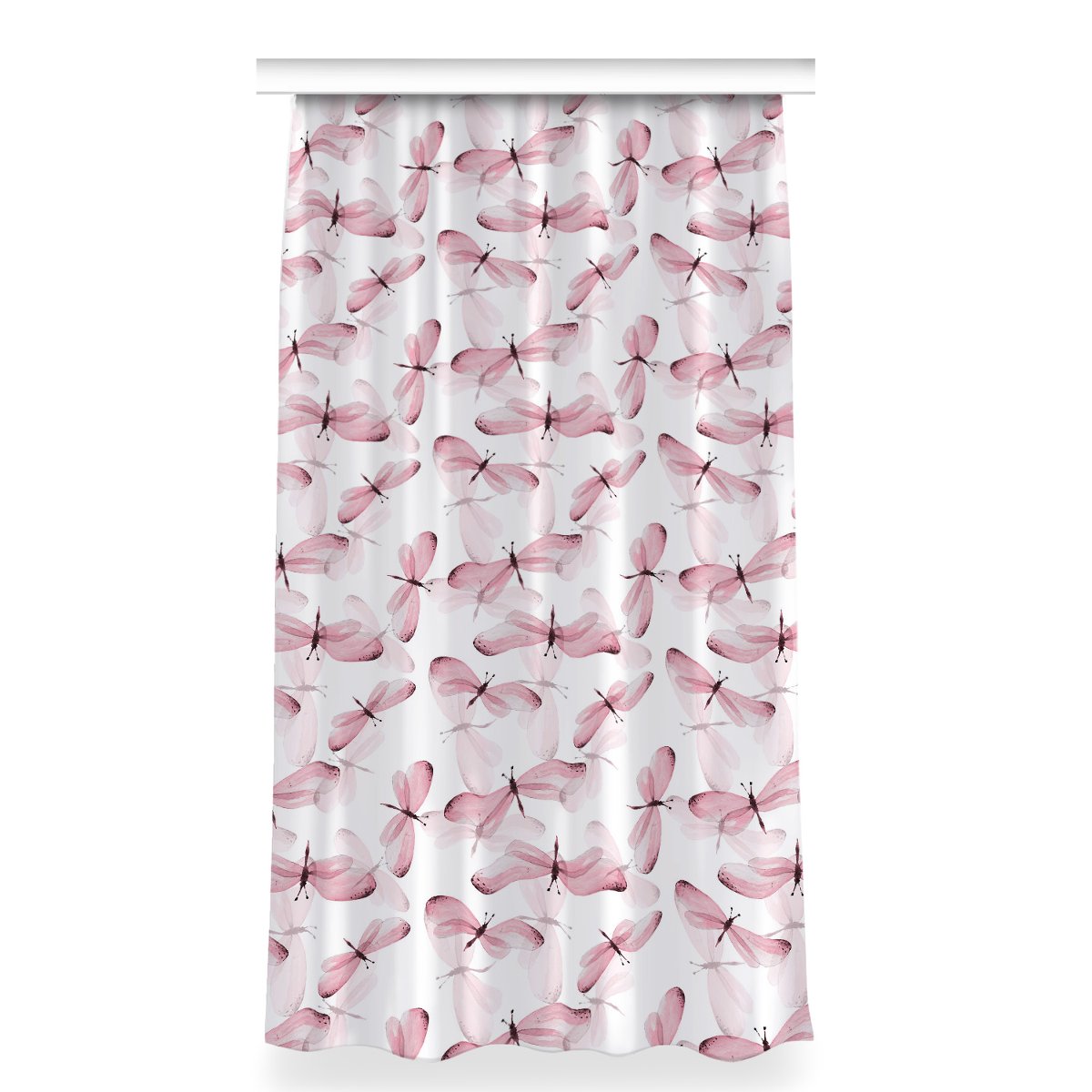 Zasłona z grafiką kolory wzór 150x280 Różowe ważki, Fabricsy