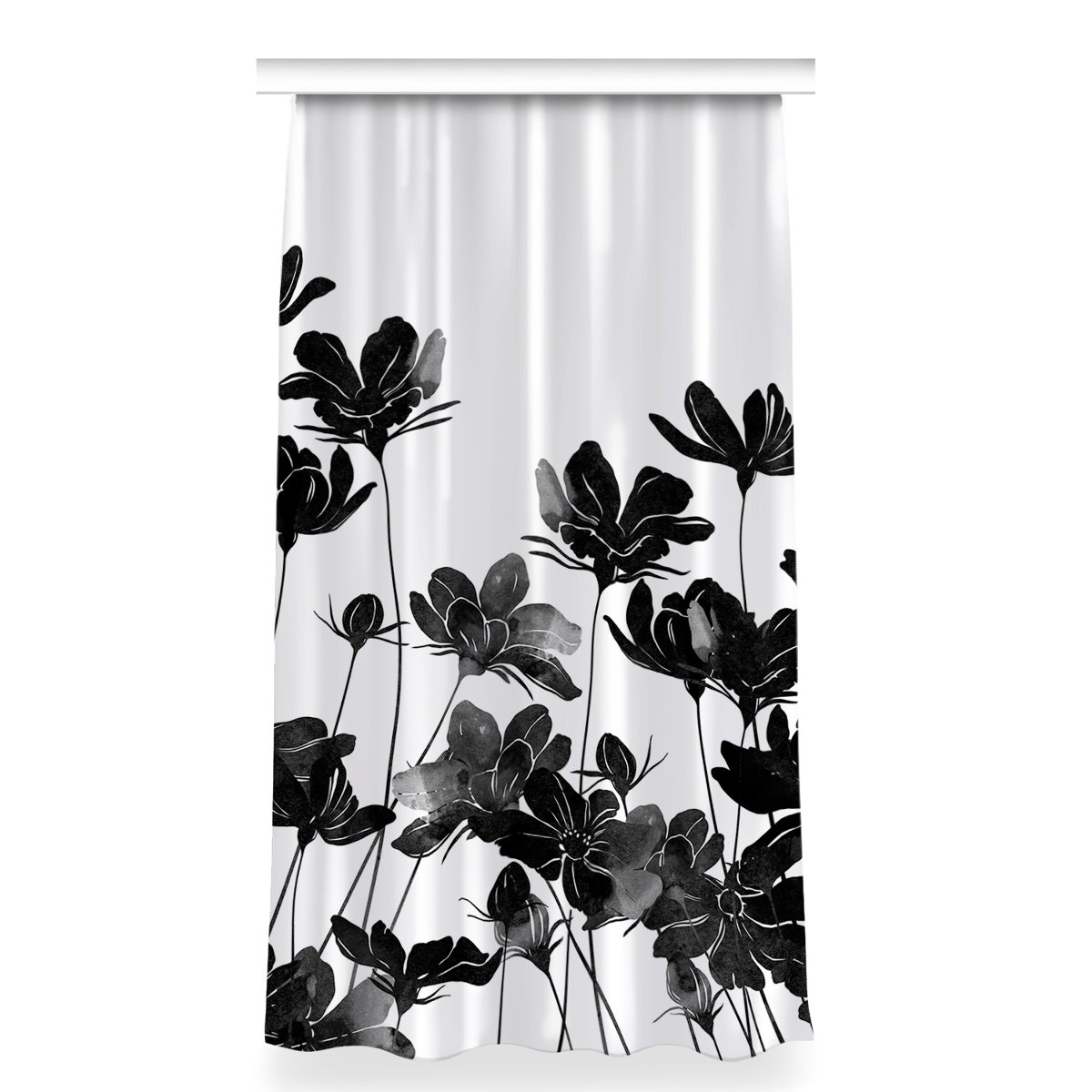 Zasłona gotowa wzór do pokoju 150x280 Czarna łąka, Fabricsy