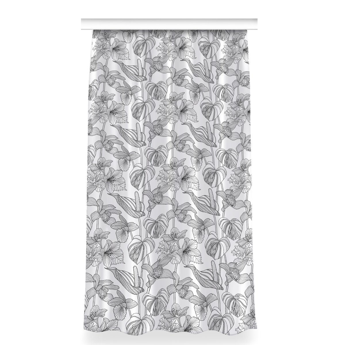 Zasłona klasyczna z grafiką 150x280 Kwiaty kontury, Fabricsy