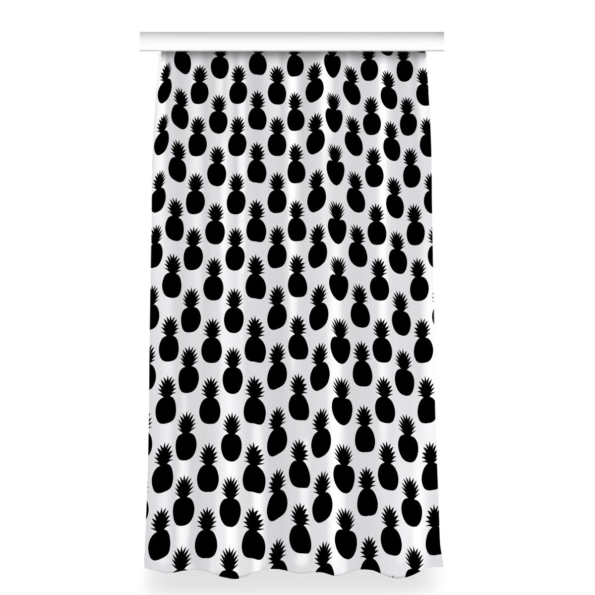 Zasłona z grafiką kolory 150x280 cm Czarne ananasy, Fabricsy