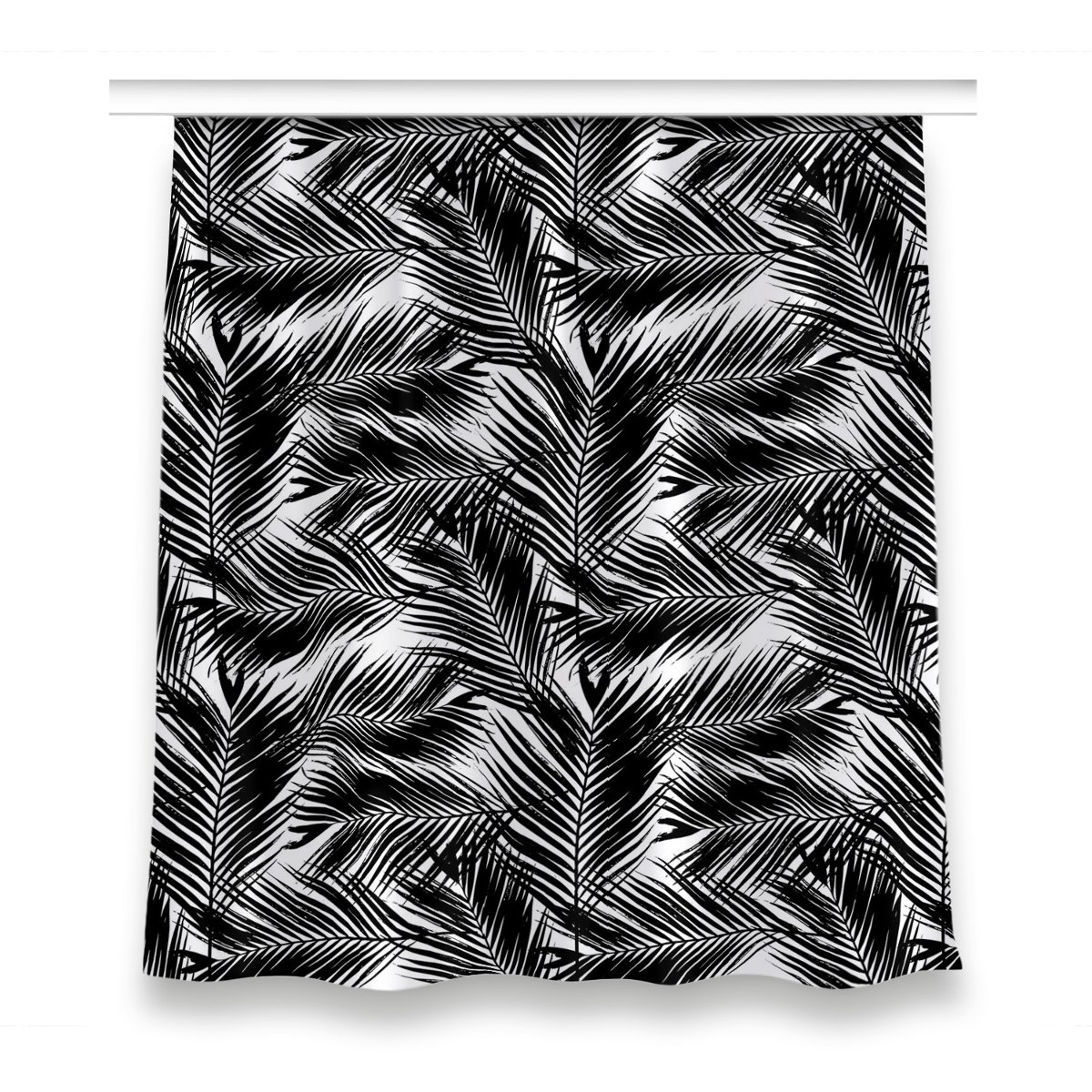Zasłona na taśmę dekor 150x160 Czarne liście palmy, Fabricsy