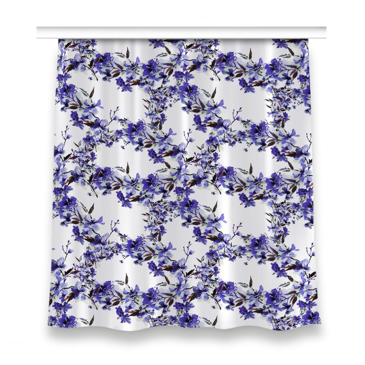 Zasłona na taśmę dekor 150x160 Niebieskie kwiaty, Fabricsy