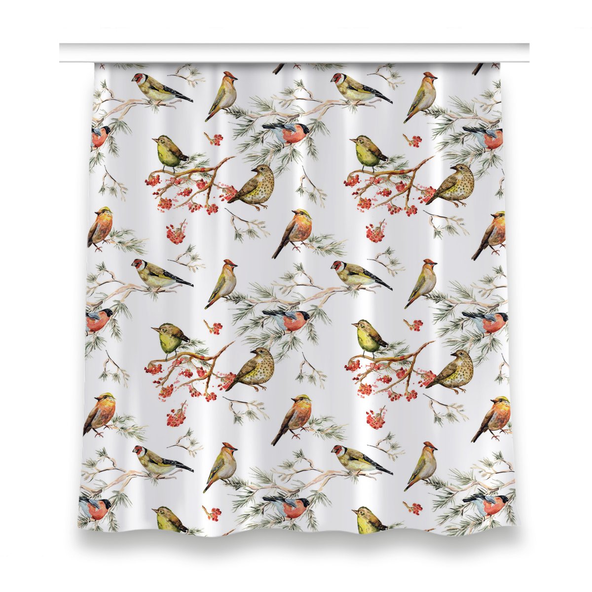 Zasłona z grafiką kolory 150x160 Ptaki na gałęzi, Fabricsy