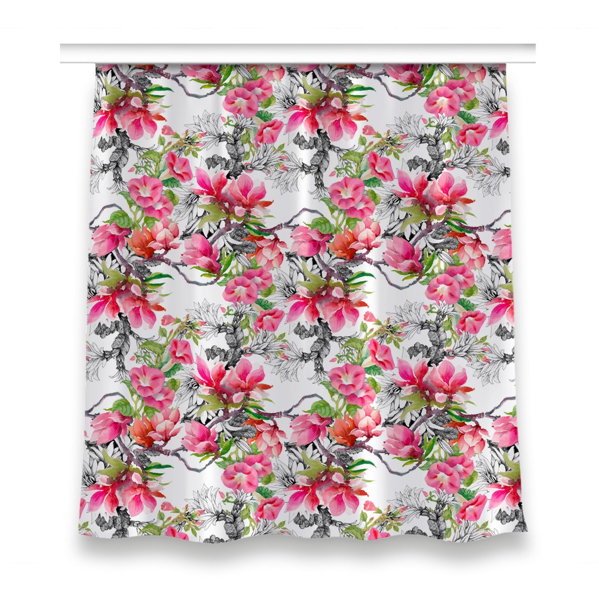 Zasłona gotowa do salonu 150x160 Kwiaty akwarele, Fabricsy