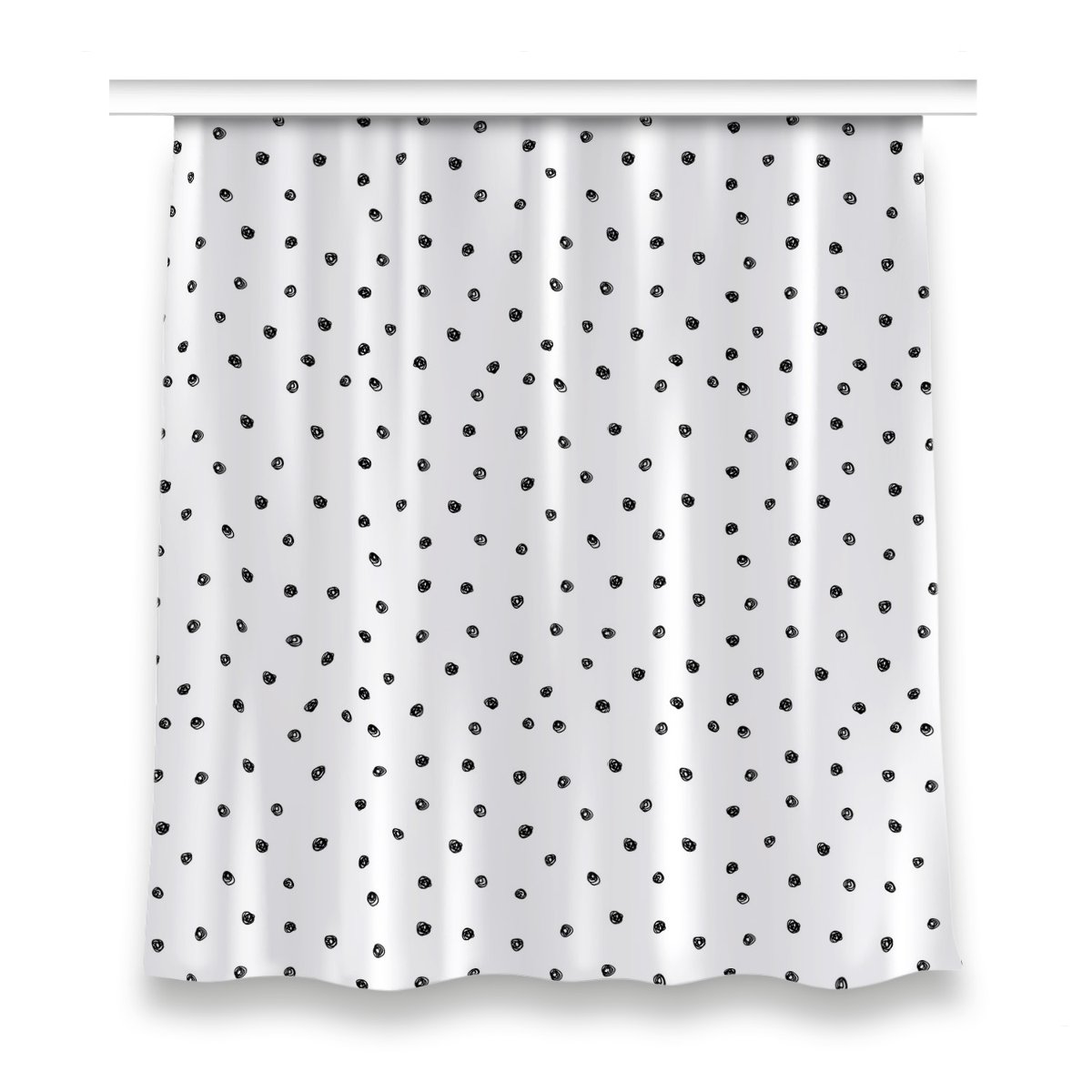 Zasłona z grafiką gotowa 150x160 cm Czarne kropki, Fabricsy