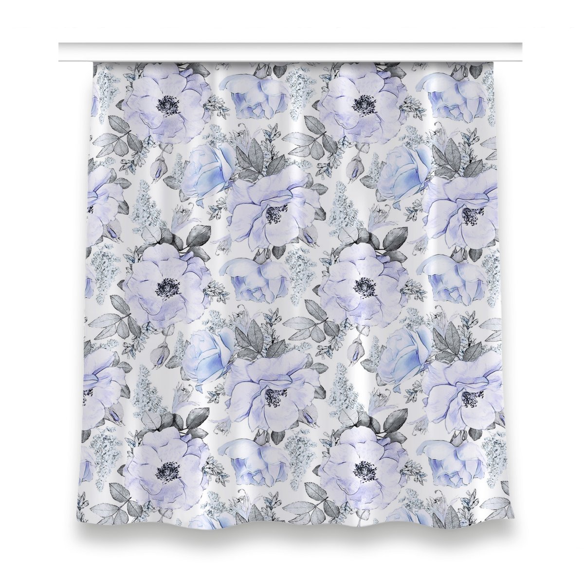 Zasłona z grafiką kolory 150x160 Niebieskie róże, Fabricsy