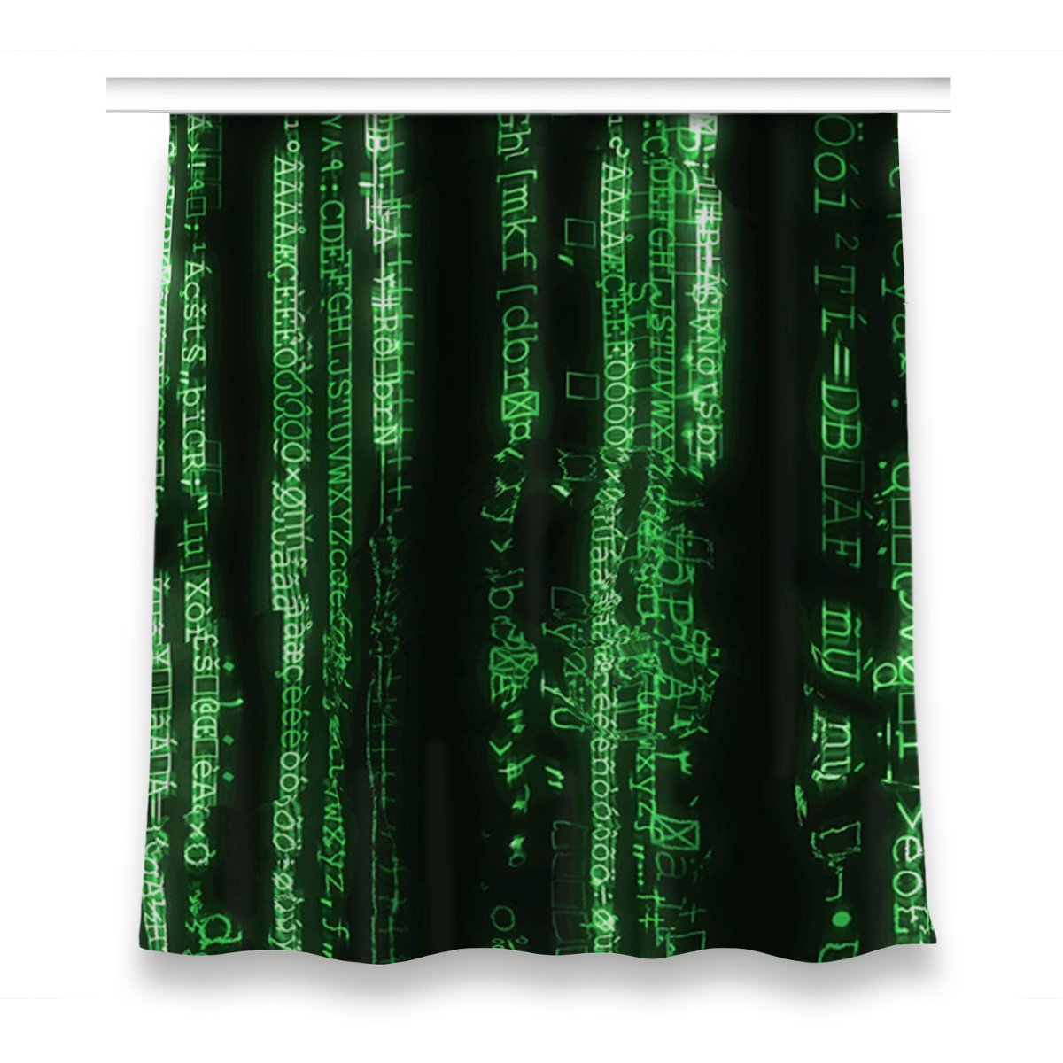 Zasłona na taśmę do salonu 150x160 Zielone znaki, Fabricsy