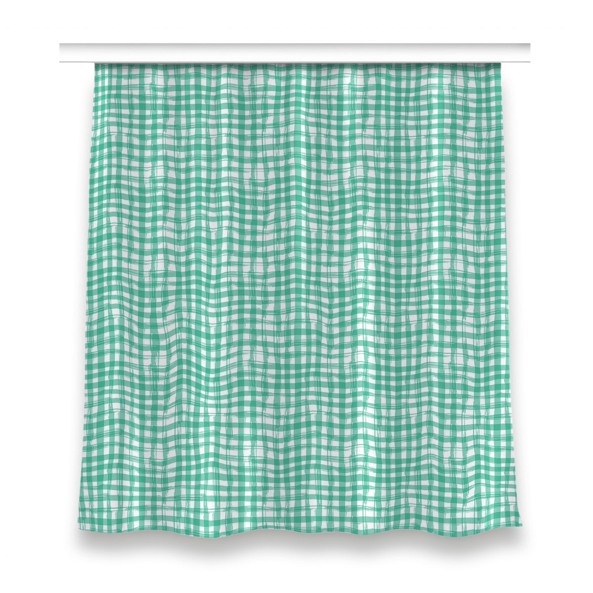 Zasłona na taśmę do salonu 150x160 Zielona krata, Fabricsy