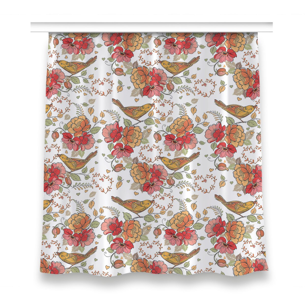 Zasłona z nadrukiem gotowa 150x160 Ornament ptaki, Fabricsy