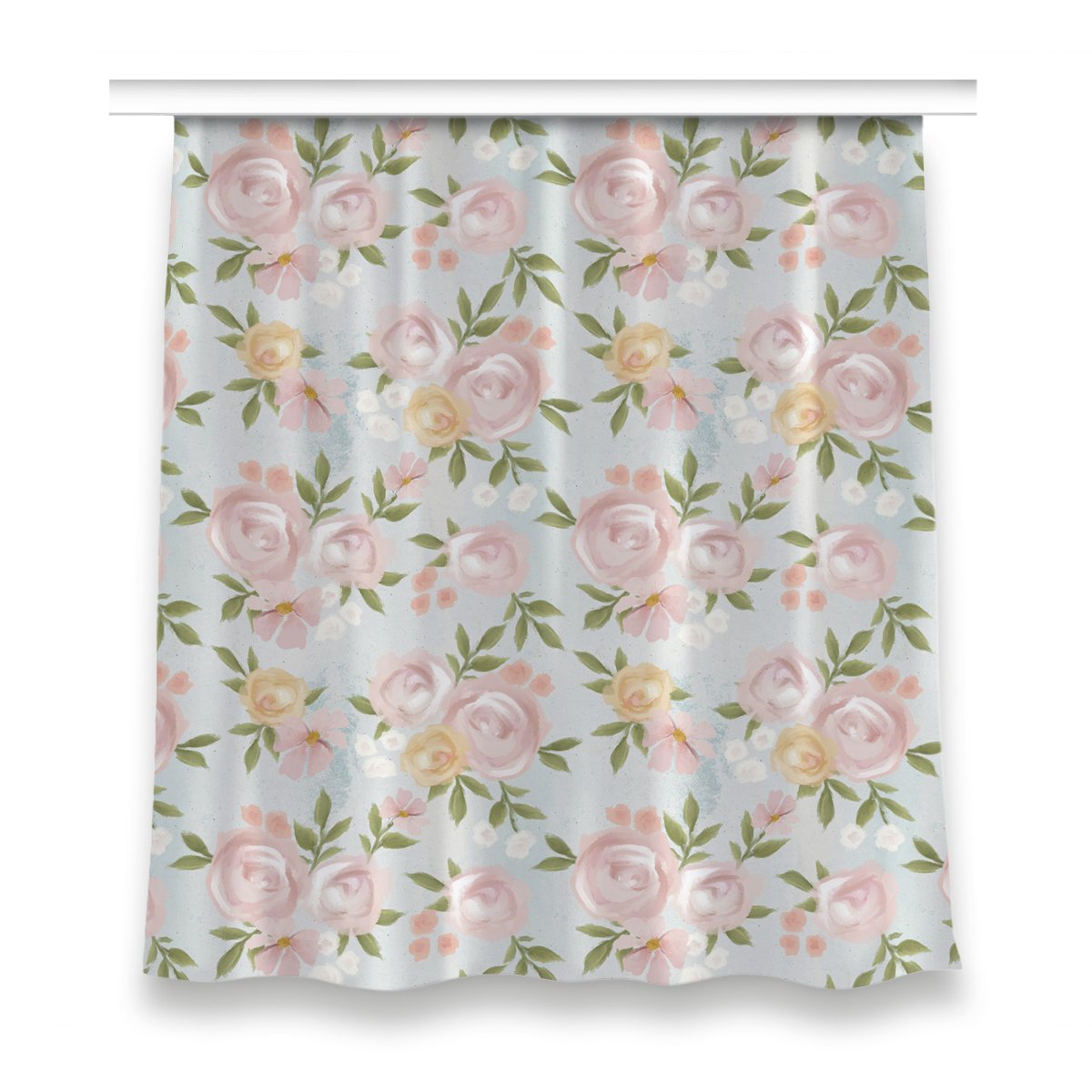 Zasłona z grafiką gotowa 150x160 Kwiaty Akwarele, Fabricsy