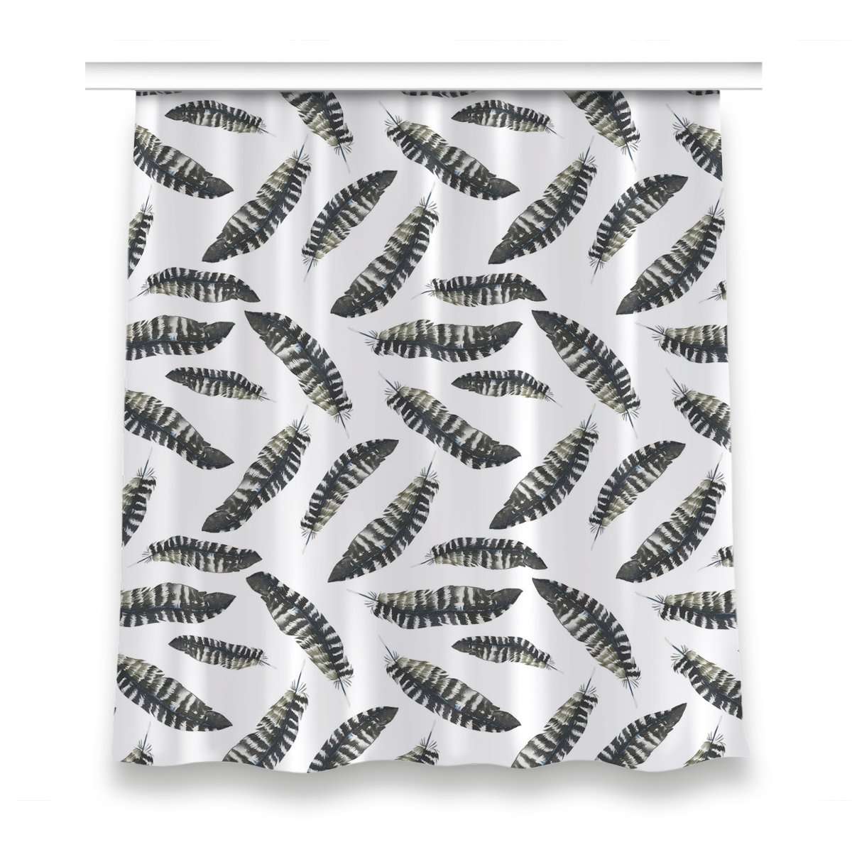 Zasłona na taśmę dekor 150x160 Pióra w stylu Boho, Fabricsy