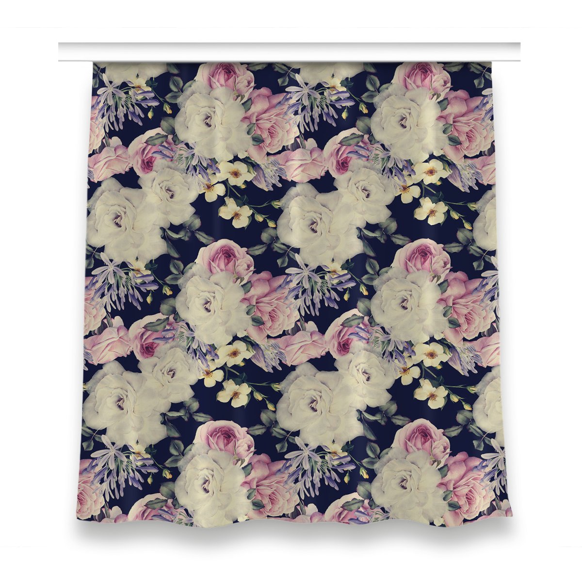 Zasłona z grafiką kolory 150x160 Barokowe kwiaty, Fabricsy