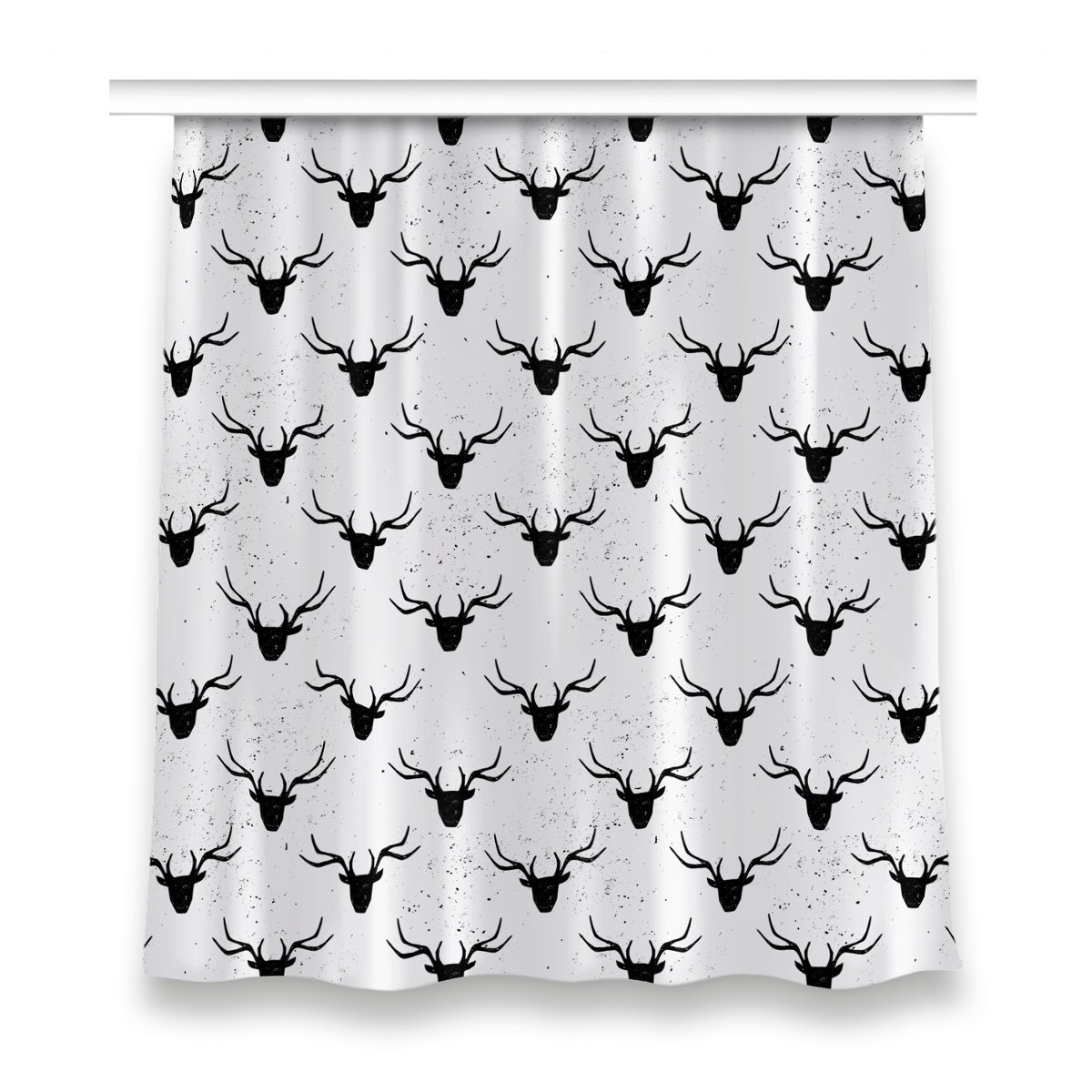 Zasłona gotowa dekor 150x160 Czarne jelenie wzór, Fabricsy
