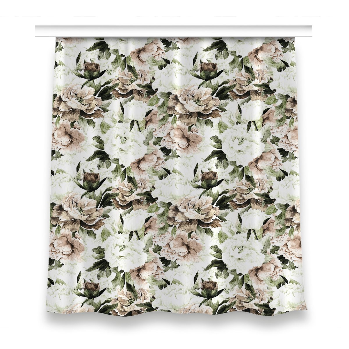 Zasłona z grafiką kolory 150x160 Kwitnące piwonie, Fabricsy