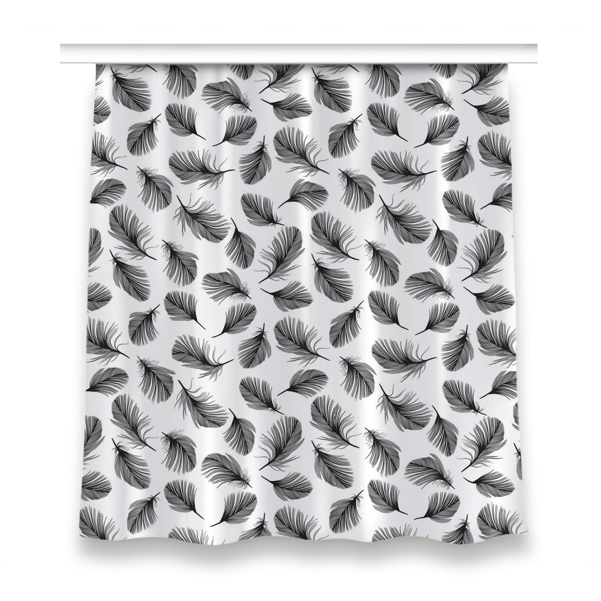 Zasłona do sypialni 150x160 cm Pióra Czarno-białe, Fabricsy