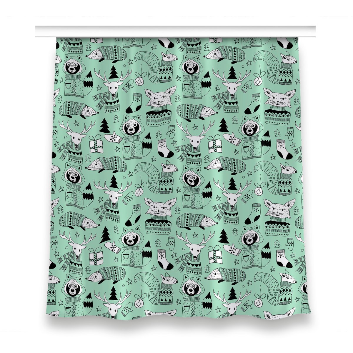 Zasłona z grafiką kolory 150x160 Skandynawskie zoo, Fabricsy
