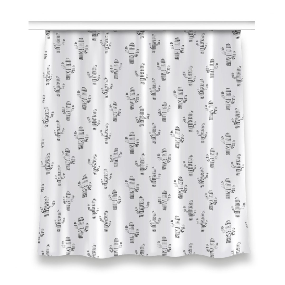 Zasłona na taśmę wzór 150x160 Kaktusy czarno-białe, Fabricsy