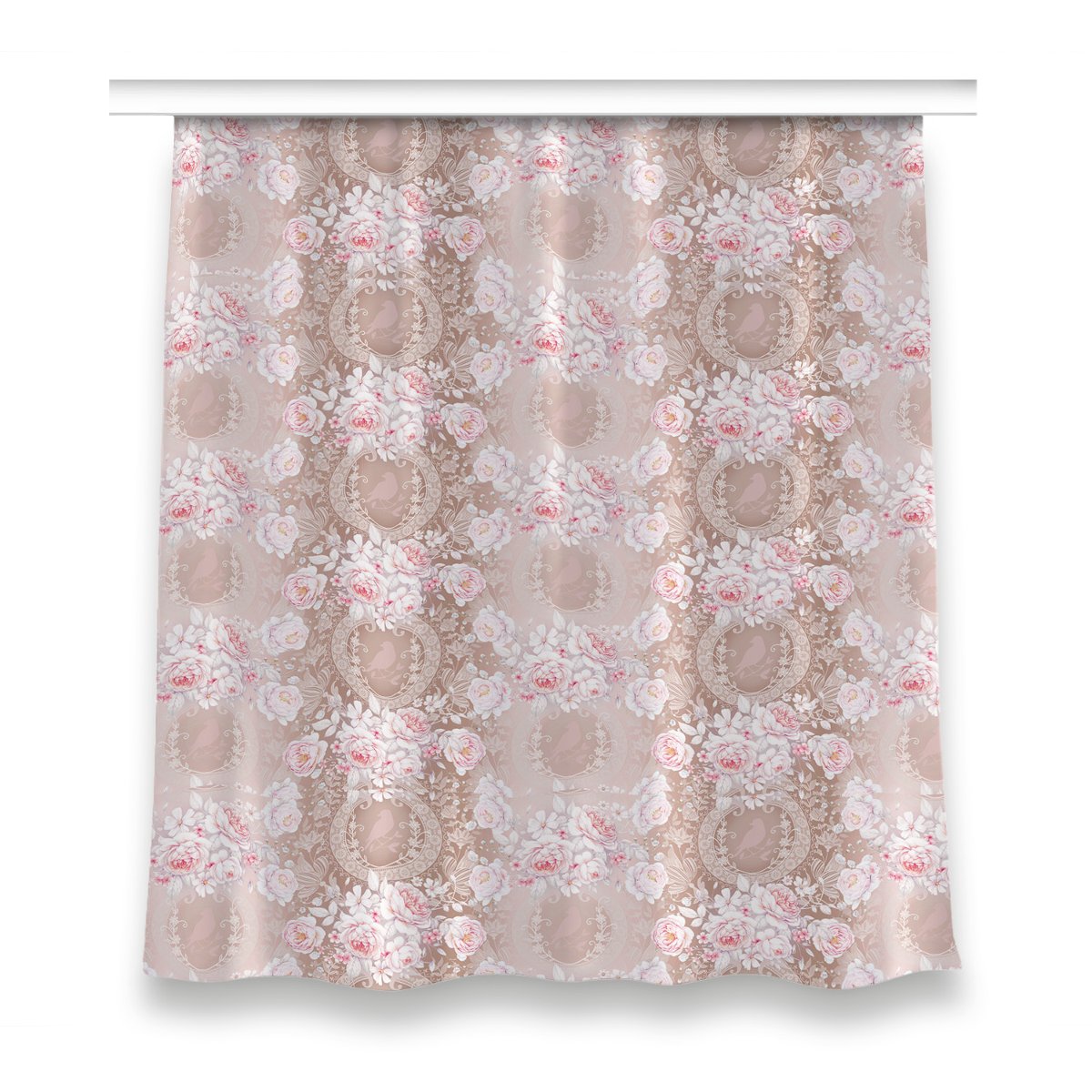 Zasłona gotowa dekor do salonu 150x160 Białe róże, Fabricsy