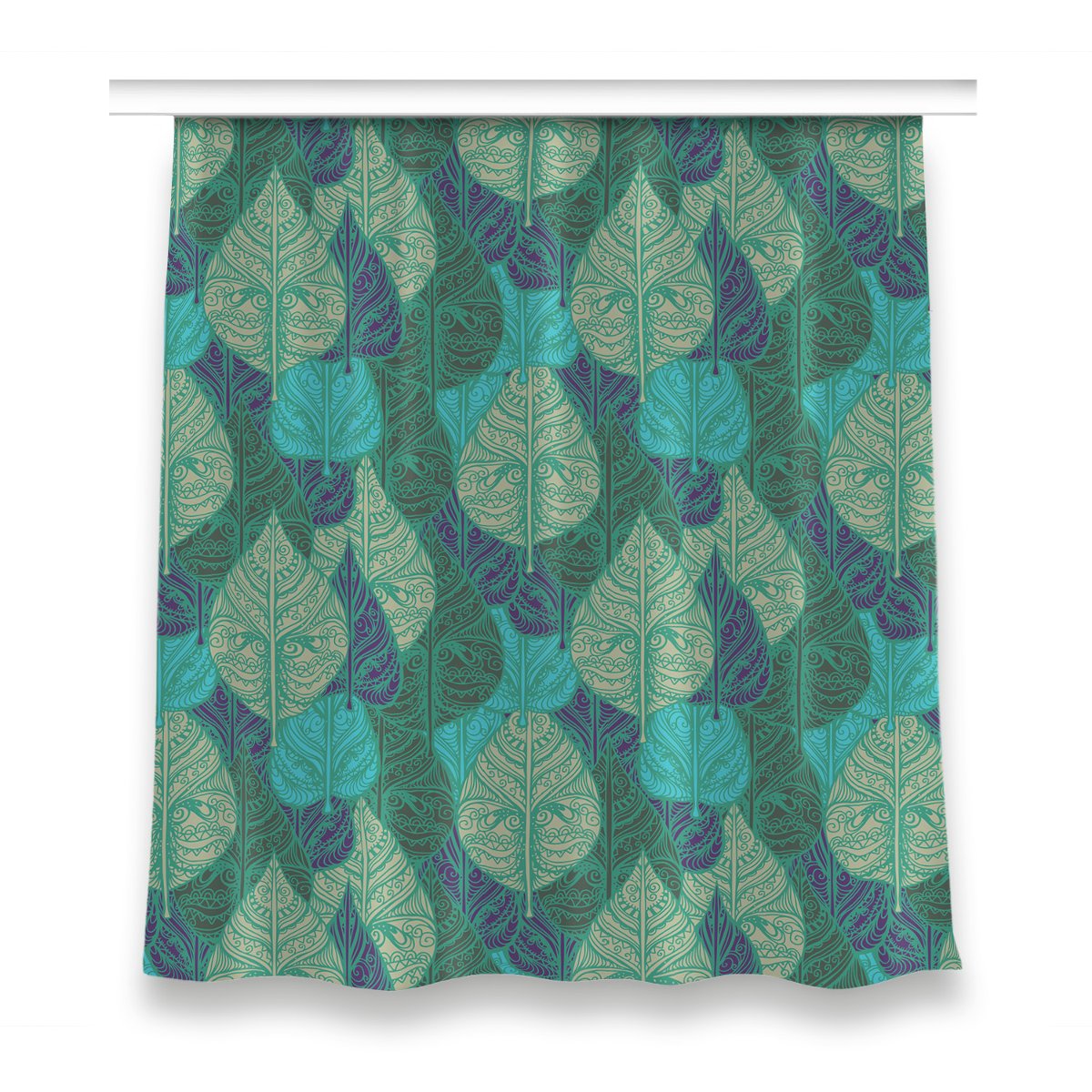 Zasłona z grafiką gotowa do salonu 150x160 Liście, Fabricsy