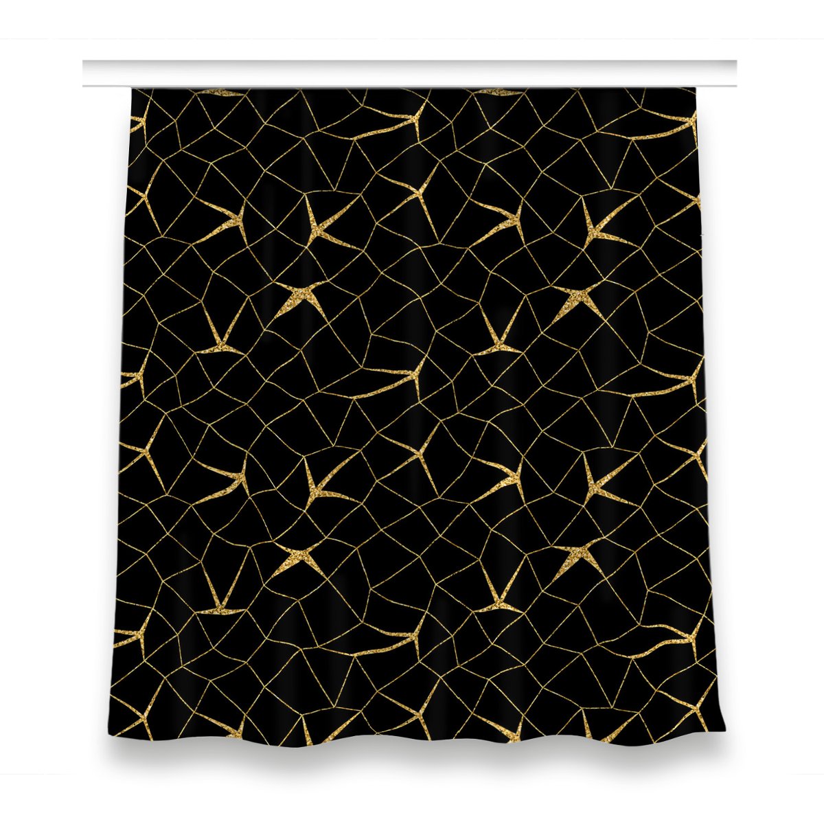 Zasłona dekor wzór 150x160 Mozaika złota i czarna, Fabricsy