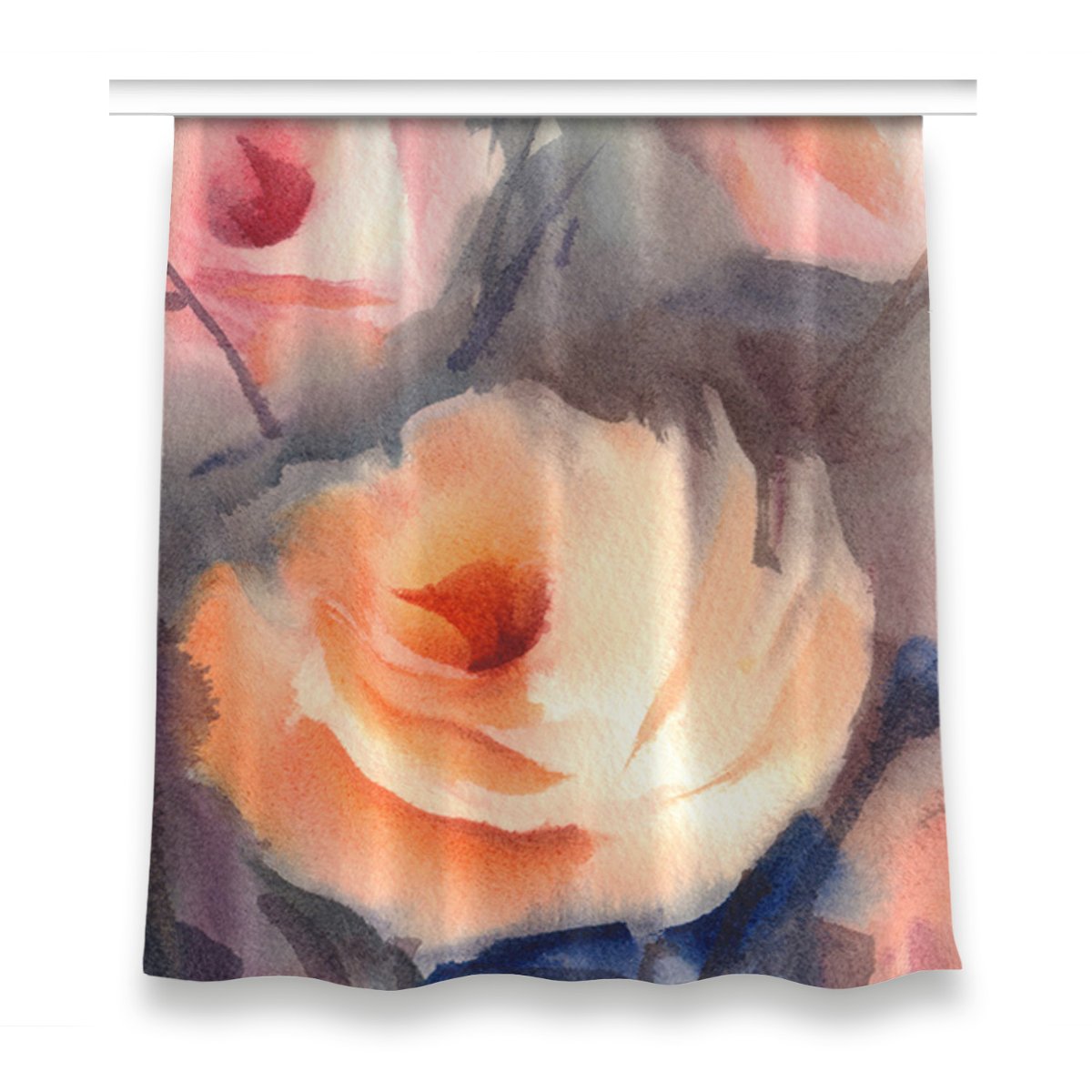 Zasłona z grafiką kolory 150x160 Pomarańczowy róże, Fabricsy