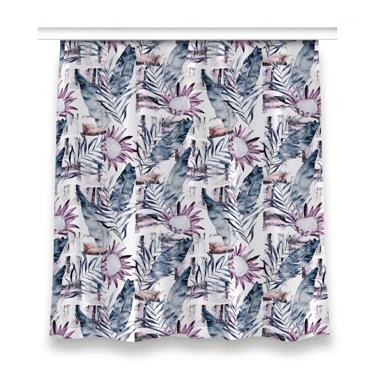 Zasłona z grafiką gotowa 150x160 Marmurowe kwiaty, Fabricsy