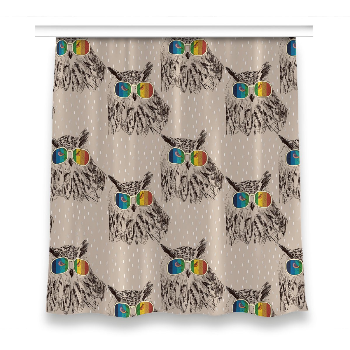 Zasłona z grafiką kolory 150x160 Sowy w okularach, Fabricsy