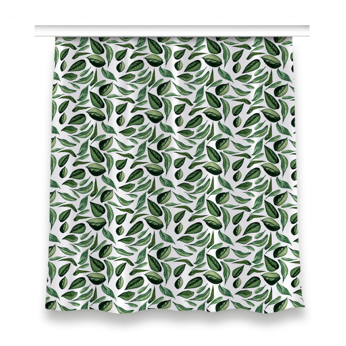Zasłona z grafiką gotowa 150x160 cm Zielone liście, Fabricsy