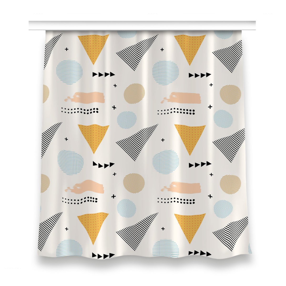 Zasłona do salonu dekor 150x160 Kolorowe kształty, Fabricsy