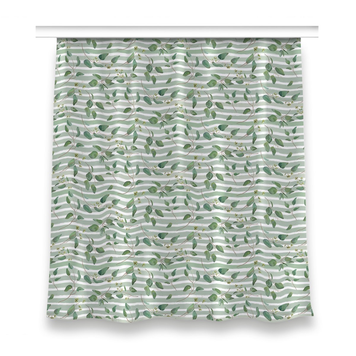 Zasłona na taśmę 150x160 Liście na pasiastym tle, Fabricsy