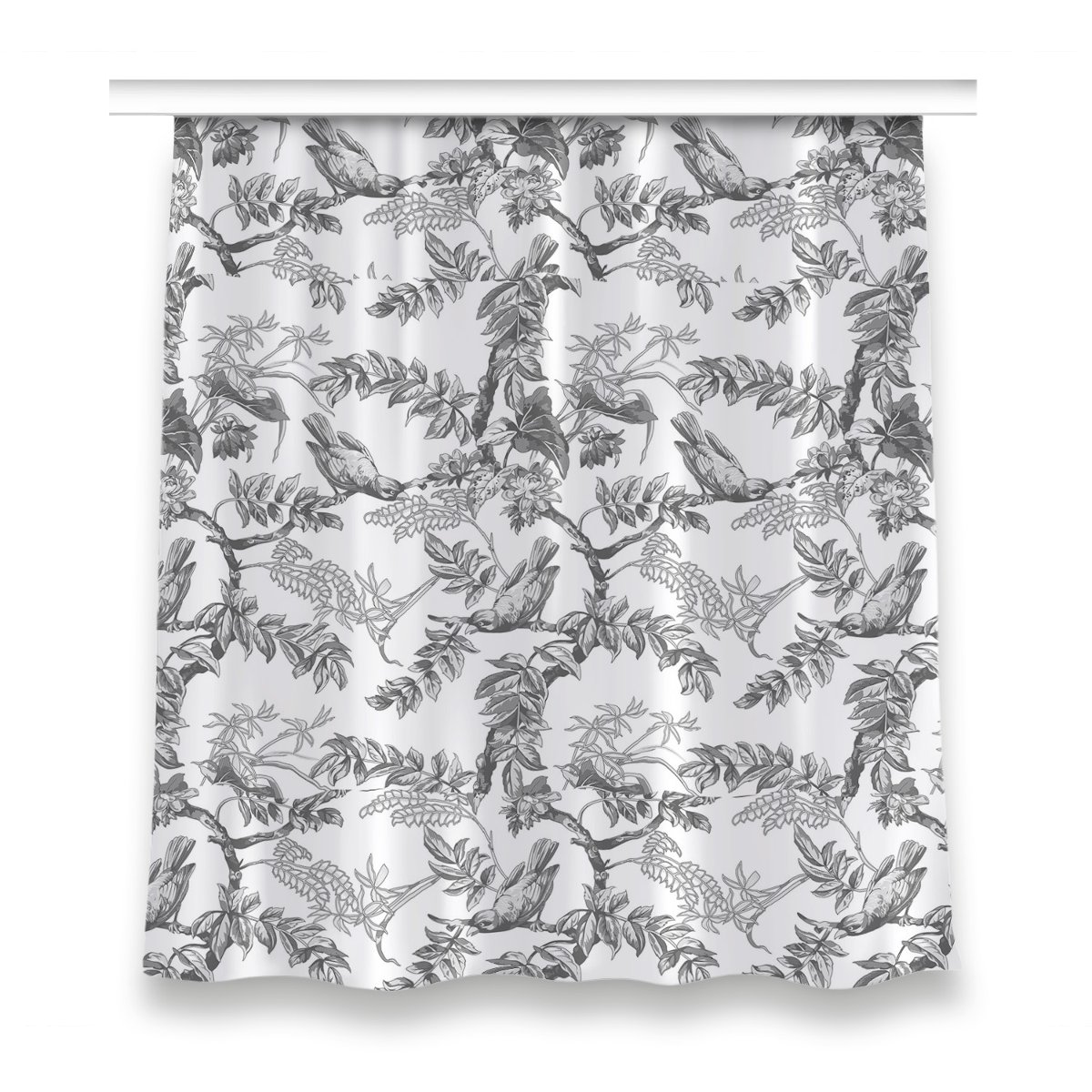 Zasłona na taśmę do sypialni 150x160 Szare ptaki, Fabricsy