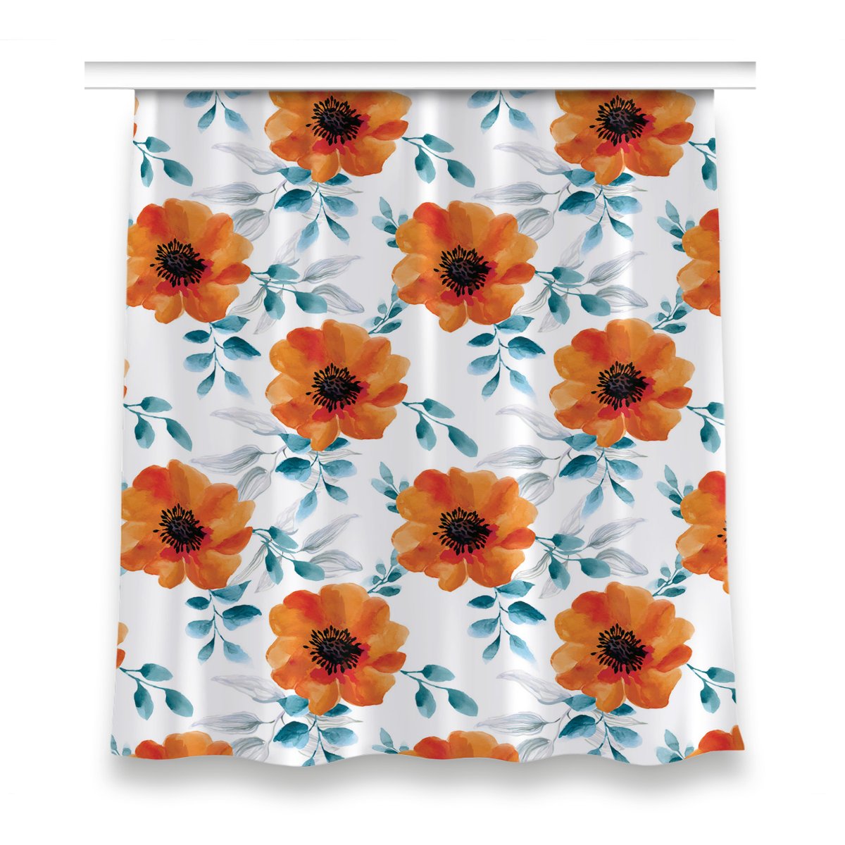 Zasłona do pokoju wzór 150x160 Pomarańczowy kwiat, Fabricsy