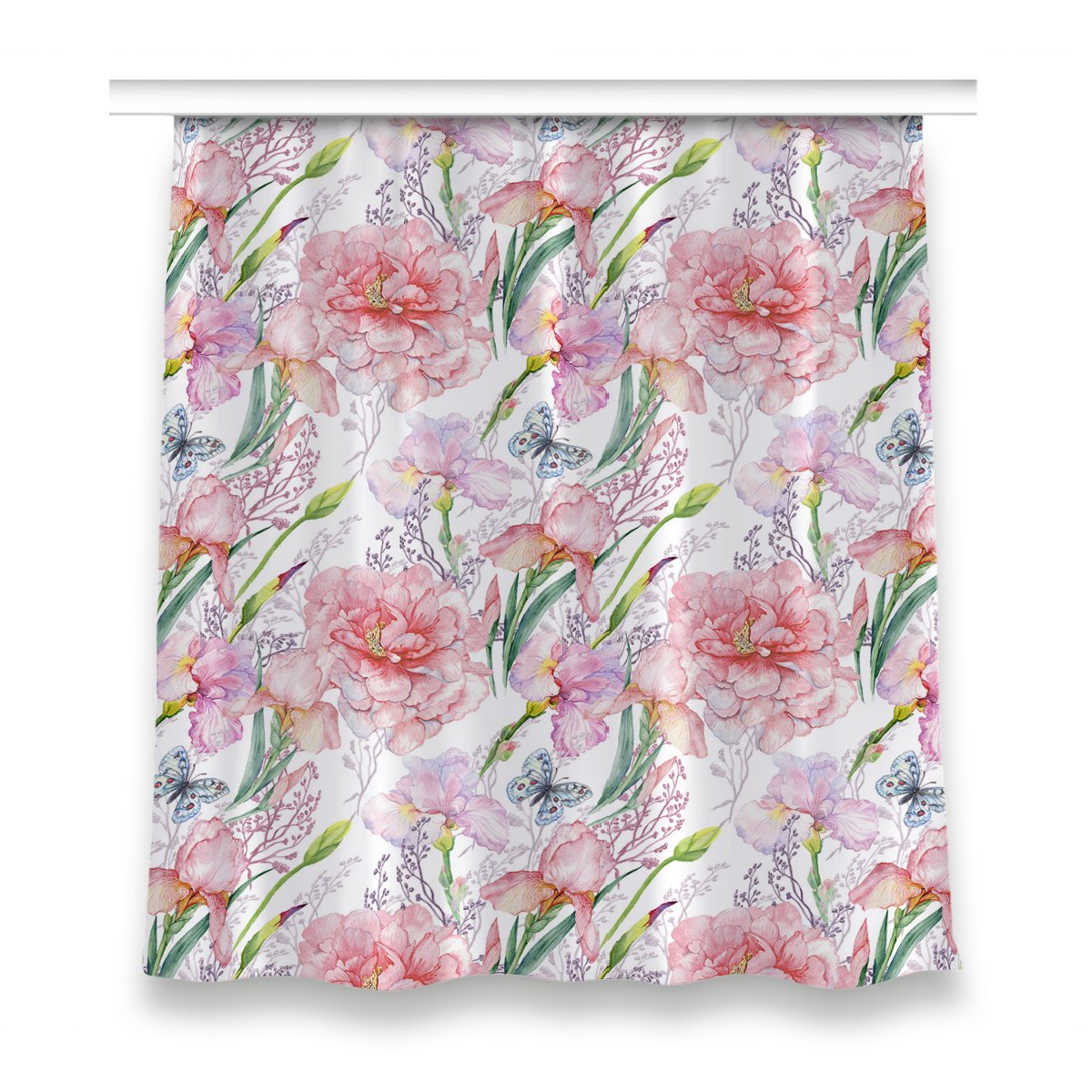 Zasłona z grafiką kolory 150x160 cm Kwiaty Piwonie, Fabricsy